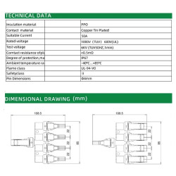 MC4 Cabang 4 (4-IN to 1-OUT) 4T T-Type 1000V Max 50A Solar Panel Surya